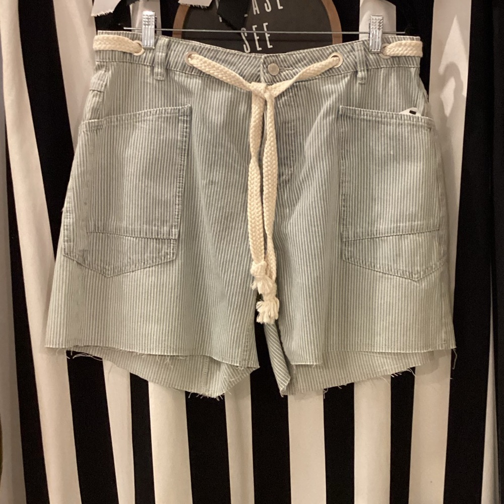 Aaron & Amber Striped Gray Women's Shorts